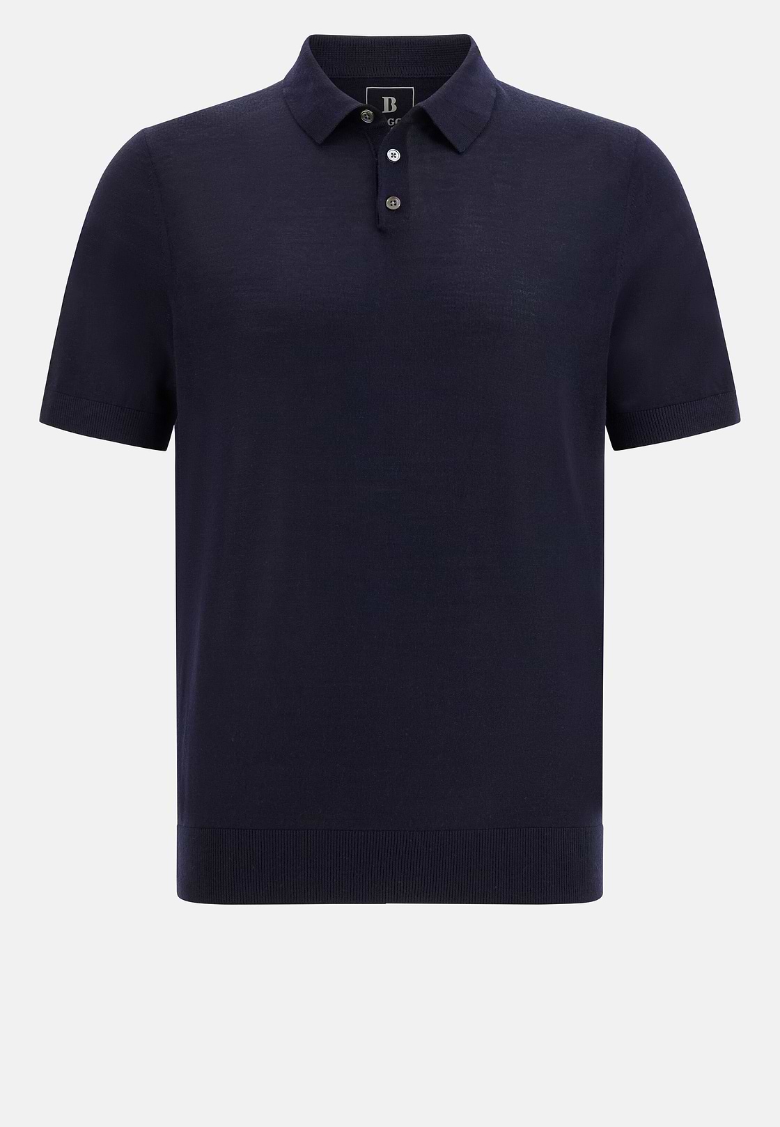 Knitted Merino Wool Polo, Navy blue, hi-res