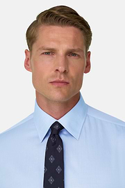 Herringbone Cotton Muslin Shirt Regular Fit, Light Blue, thumb, 3