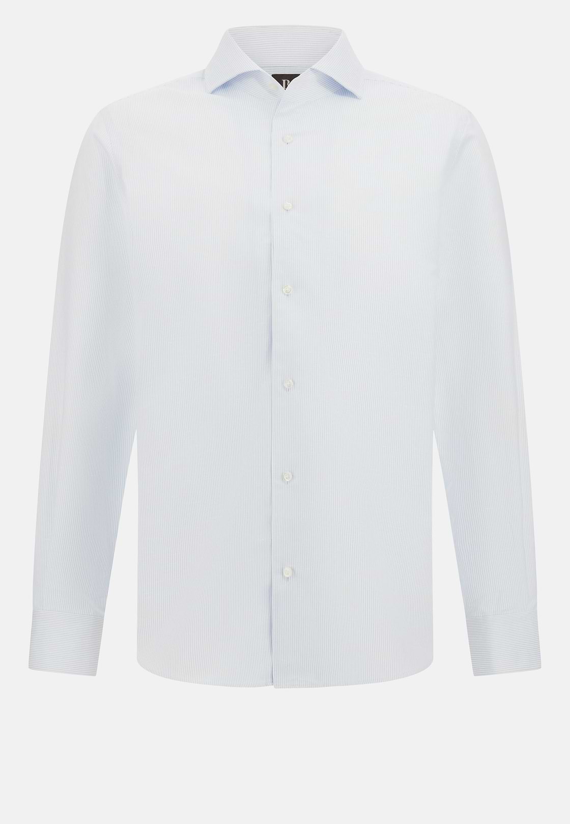 Camisa de corte regular de lino y algodón a rayas, Azul claro, hi-res, 6