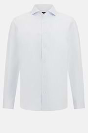 Camisa de corte regular de lino y algodón a rayas, Azul claro, thumb, 6