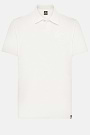 Polo En Mélange De Jersey Et Coton Bio, Blanc, hi-res