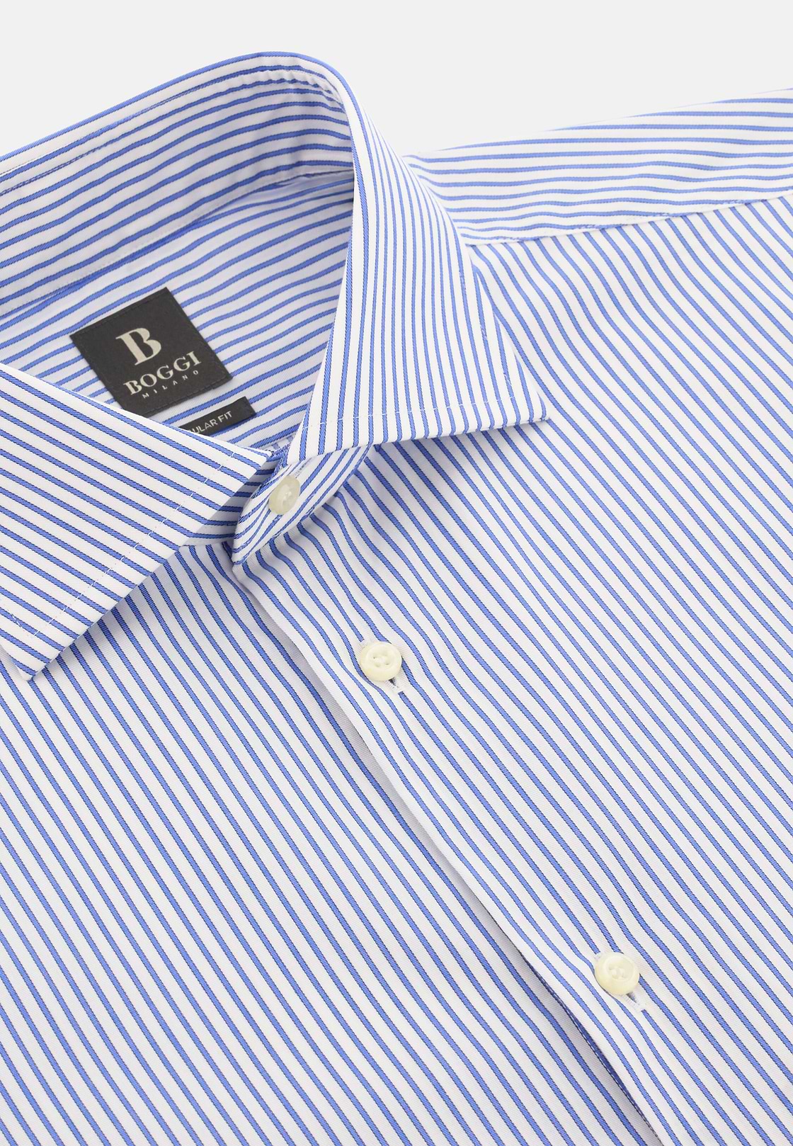 Camicia A Righe In Cotone Regular Fit, Blu, hi-res, 5