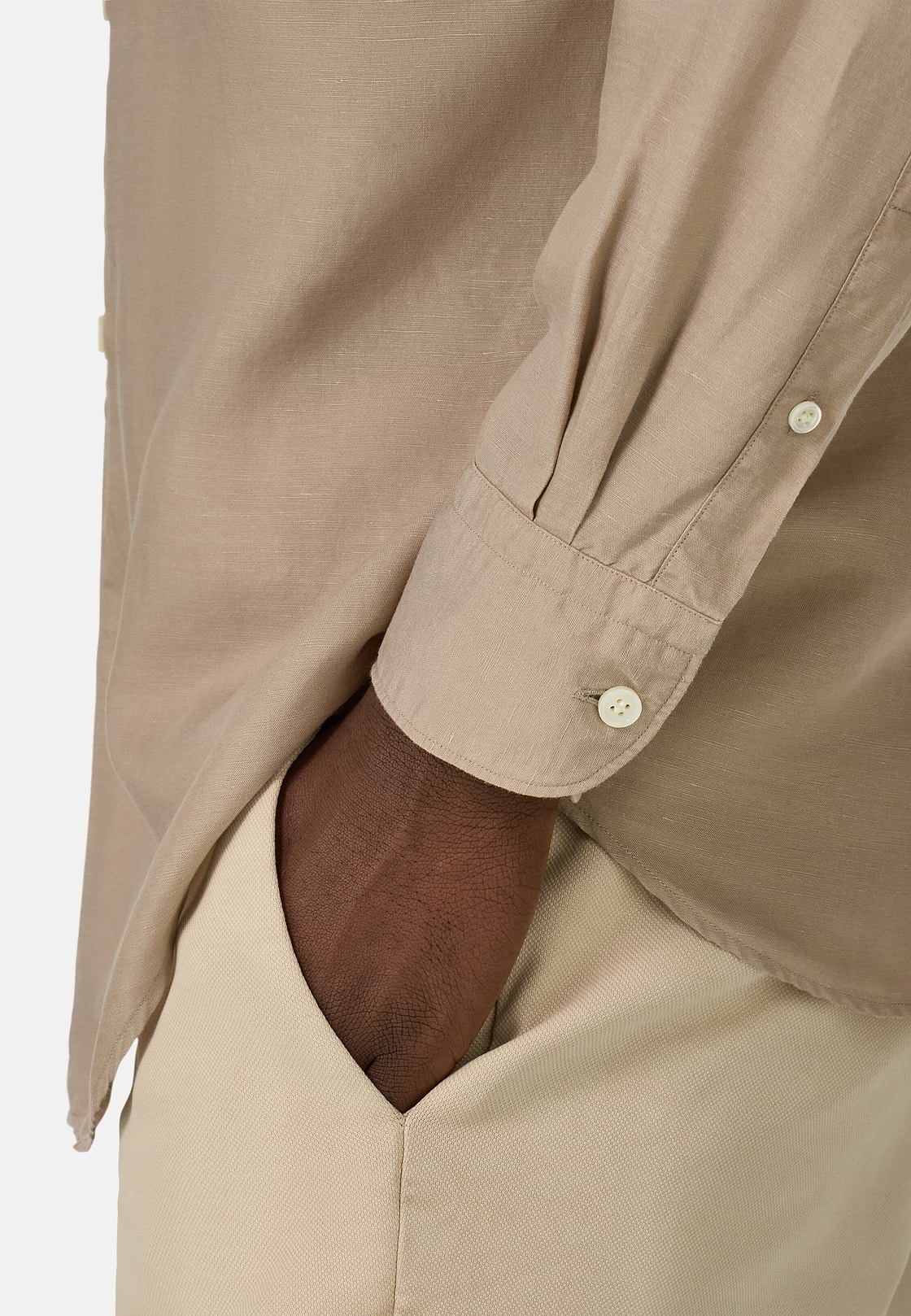 Regular Fit Tencel Linen Shirt, Sand, hi-res