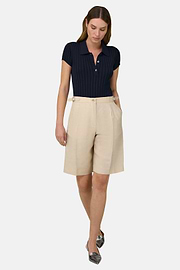 Bermudas De Lino, Crema, thumb, 3
