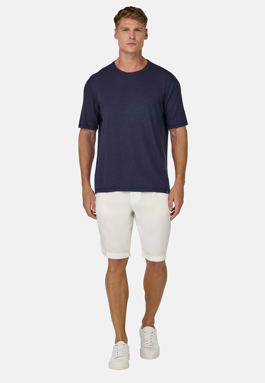Cotton and Viscose Jersey T-Shirts, Navy blue, hi-res