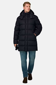 Parka Padded Wool Blend with Goose Down, Navy blue, thumb, 2