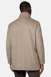 Car Coat Aus Kaschmir-Wolle, Gefüttert, Taupe, hi-res
