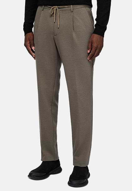 B Tech Wool Trousers, Taupe, hi-res