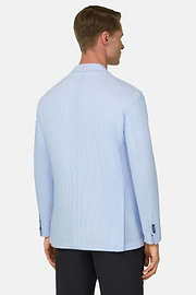 BREEZE | Super-Lightweight Fine Pinstripe Jacket in Stretch Cotton, Light Blue, thumb, 3
