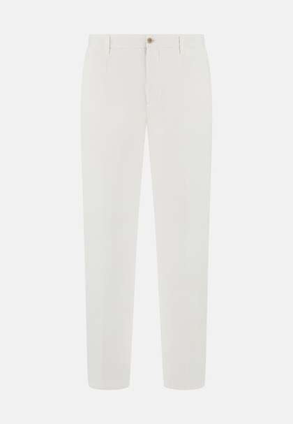 Cotton Linen Trousers, White, hi-res