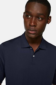 High-Performance Piqué Polo Shirt, Navy blue, hi-res