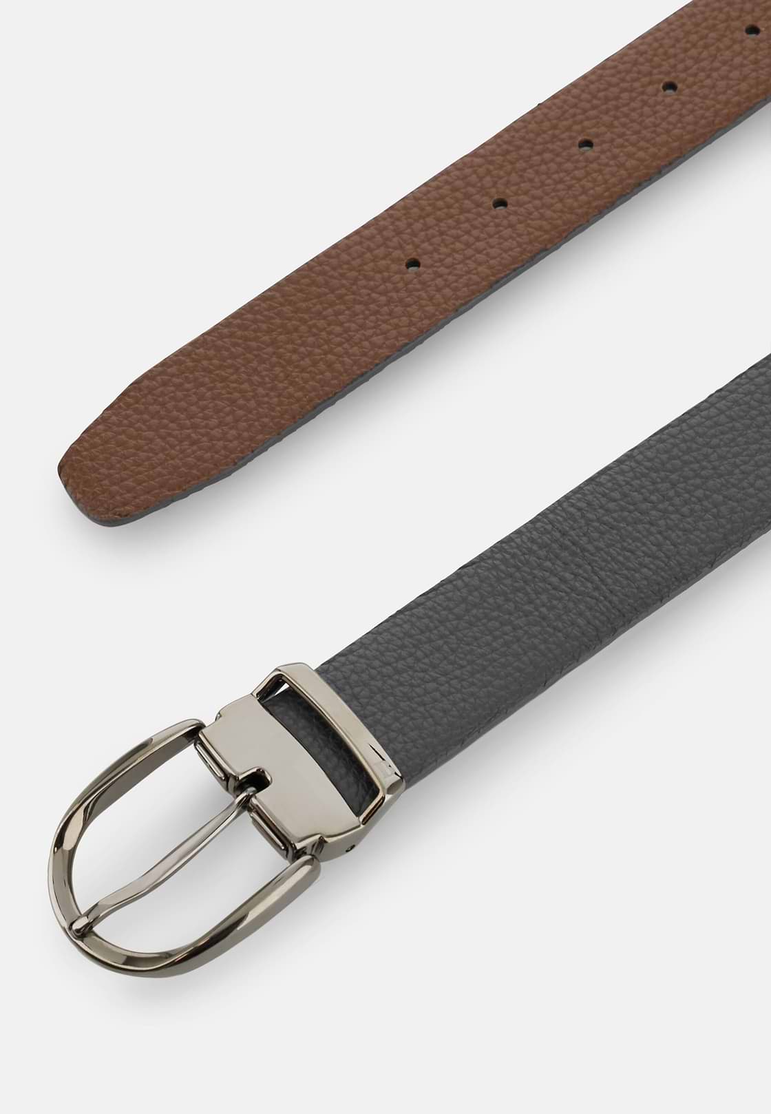 Reversible Grained Leather Belt, Charcoal, hi-res, 2