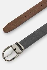 Reversible Grained Leather Belt, Charcoal, thumb, 2