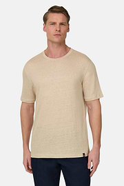 T-shirt En Jersey De Lin Extensible, Sable, thumb, 1