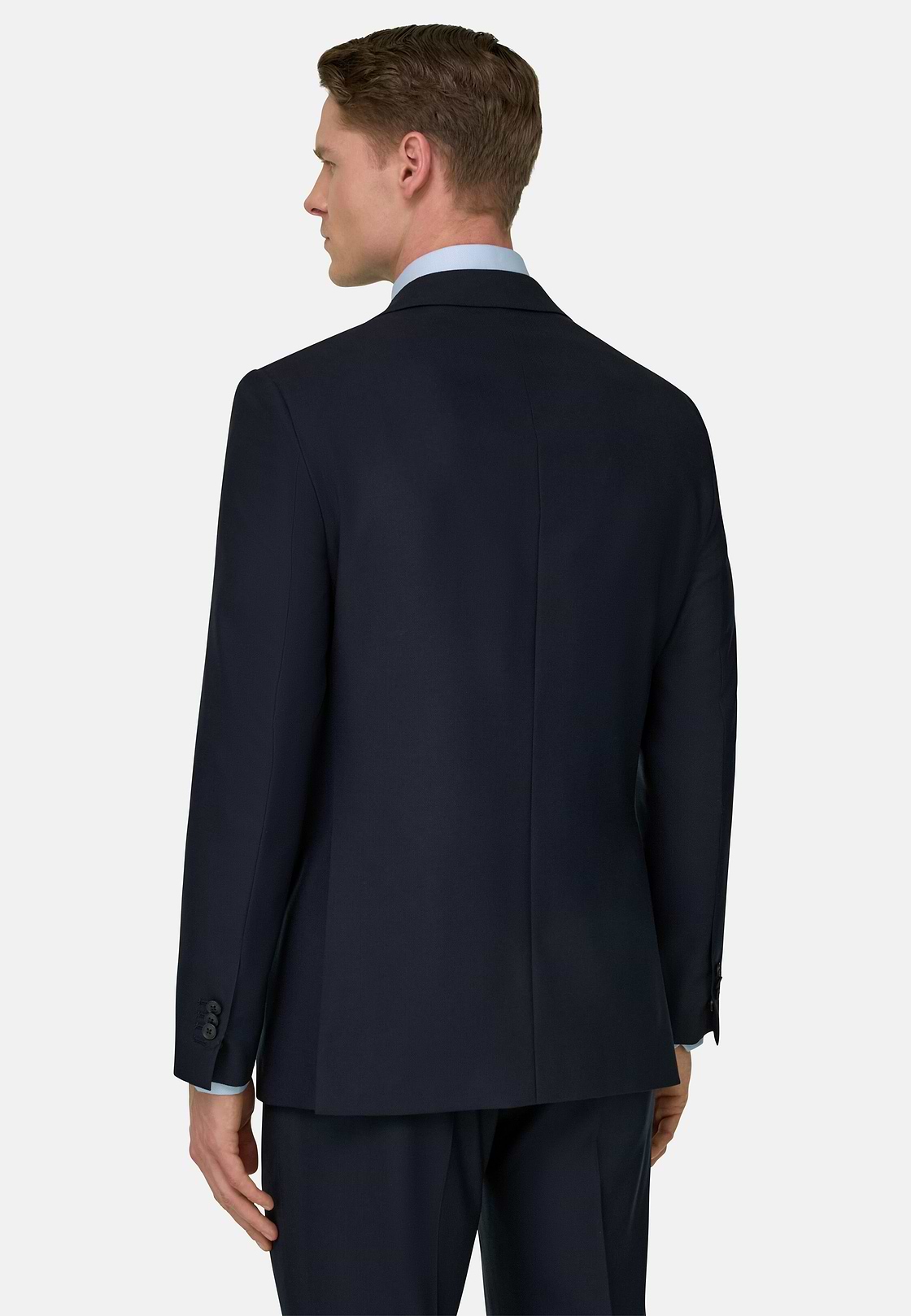 Micro Fancy Wool Blend Stretch Suit, Navy blue, hi-res, 3