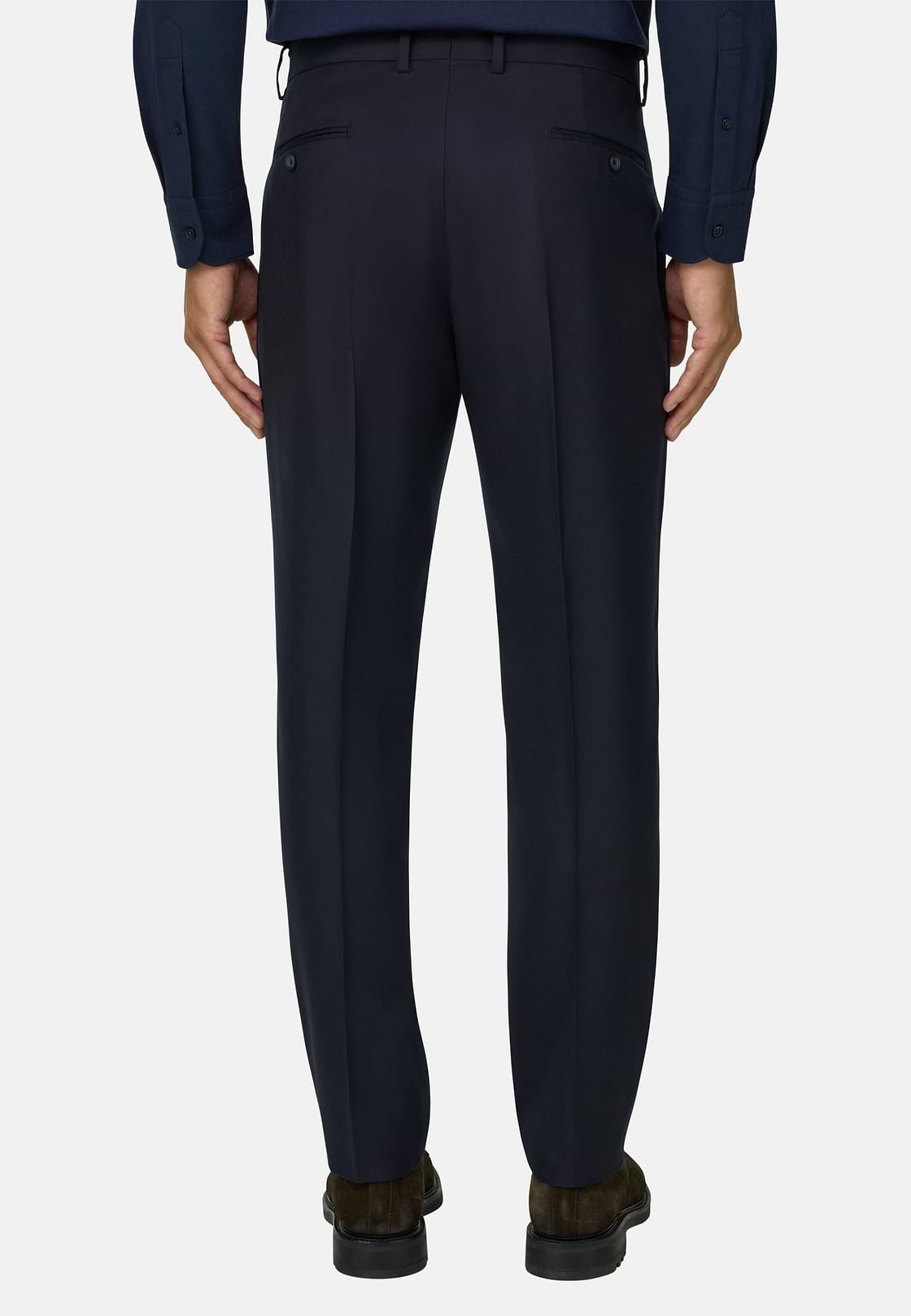 Broek van Wolflanel, Navy blue, hi-res, 5