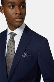 Pinstriped Wool Suit Style Anversa, Navy blue, hi-res