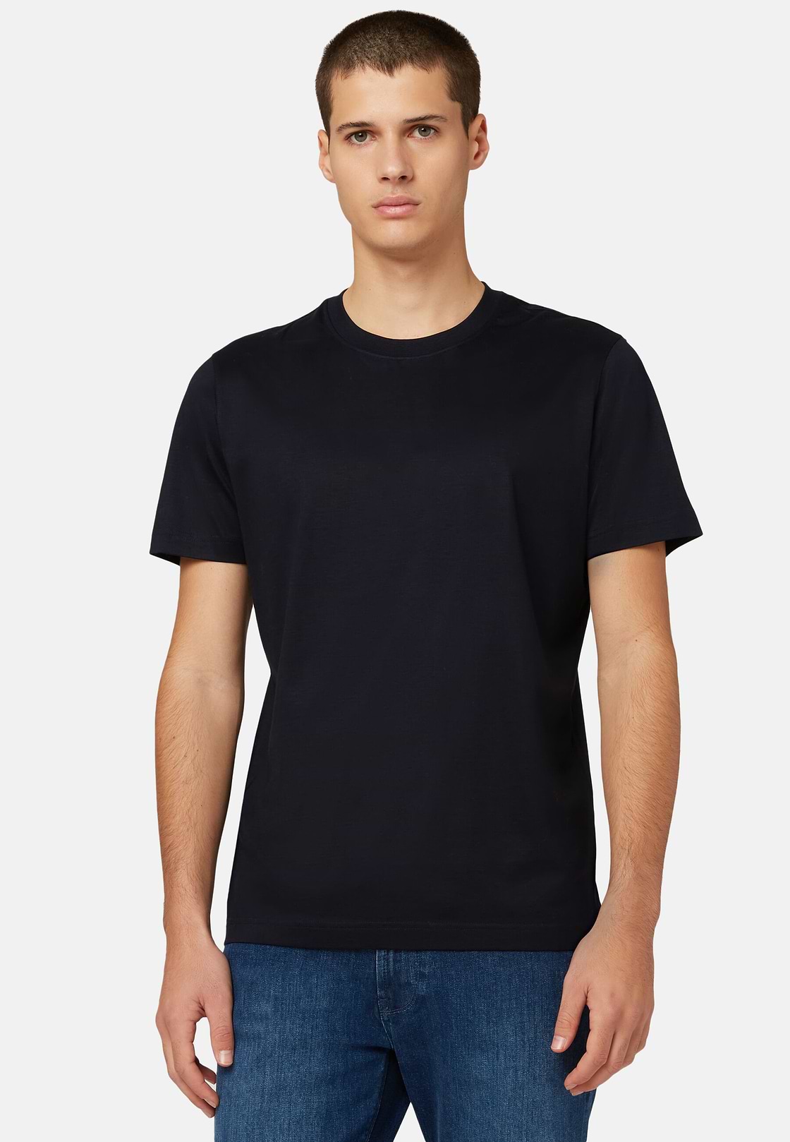 Camiseta De Punto De Algodón Pima, azul marino, hi-res