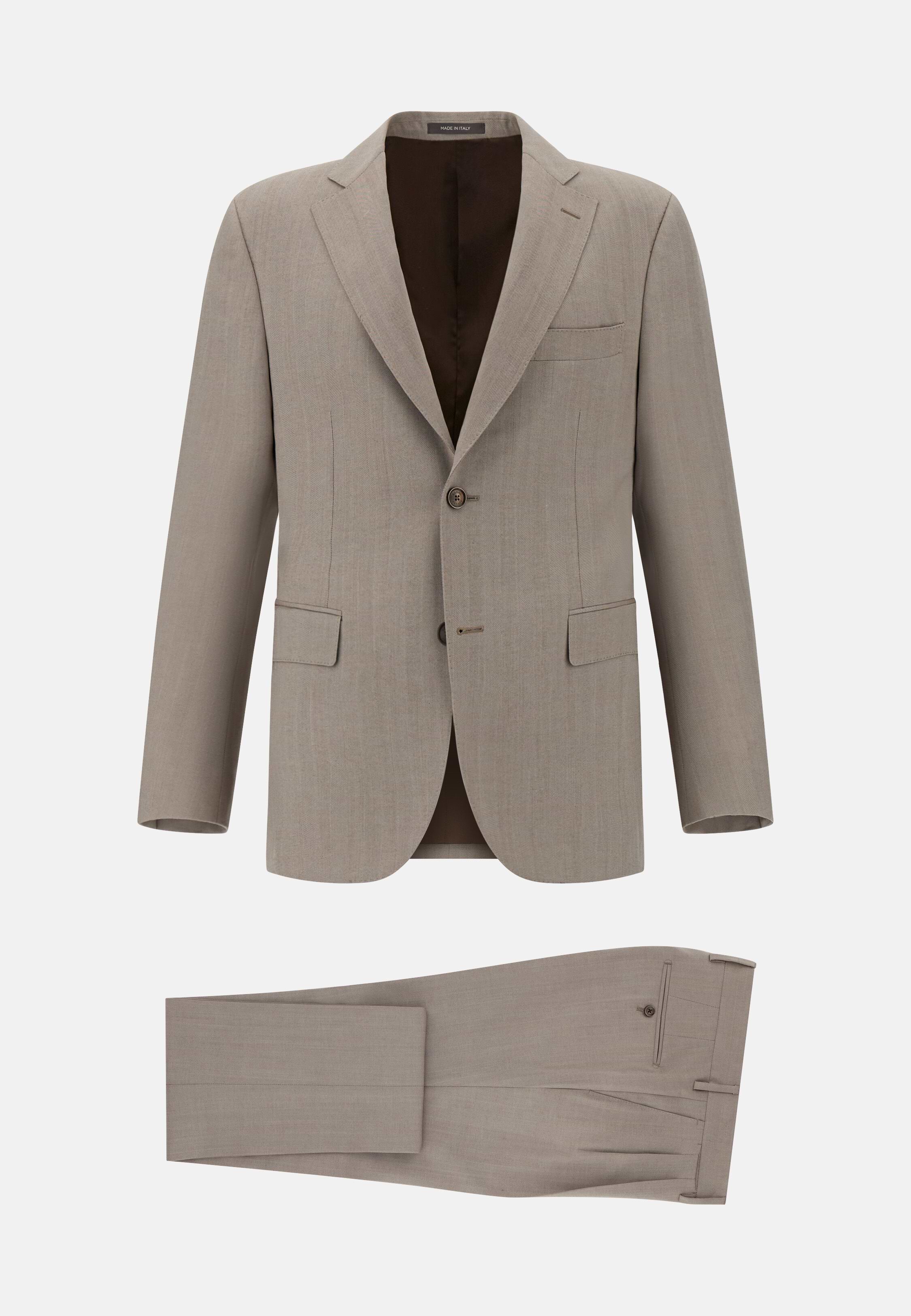 Men's Herringbone Suit In Pure Super 130 Wool | Boggi Milano