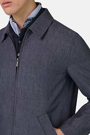 Technical Linen Bomber Jacket, Indigo, thumb, 4
