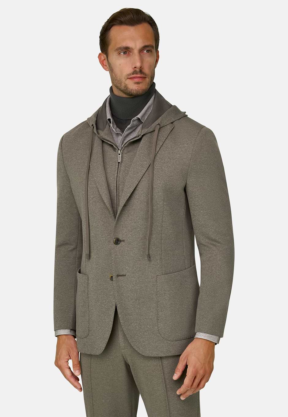 Sweatshirt Blazer Madison in Stretch Cotton Blend, Brown, hi-res