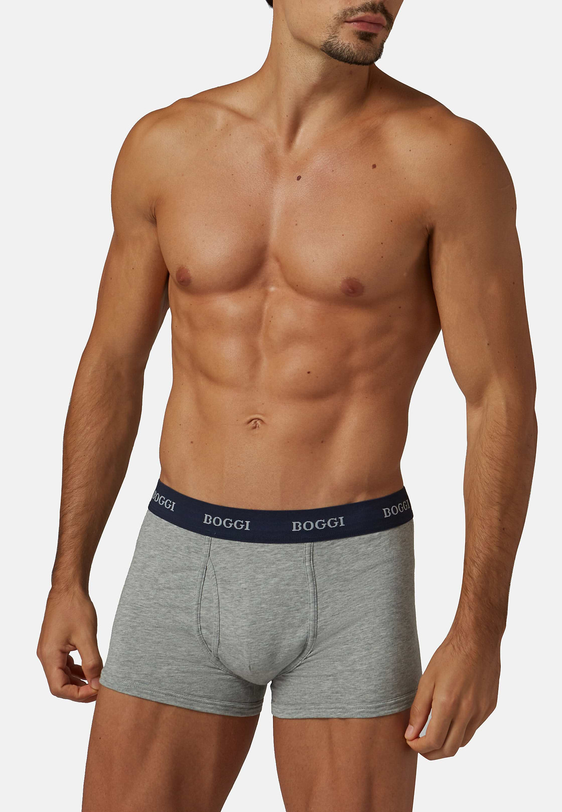 Stretch Cotton Jersey Boxer Shorts, Grey, hi-res