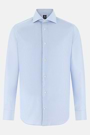 Camicia A Righe In Cotone Slim Fit, Azzurro, thumb, 6