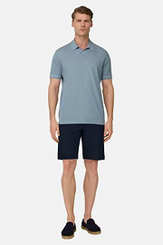 Strick-Poloshirt Aus Baumwollkrepp, Hellblau, thumb, 2