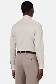 Striped Cotton Shirt Slim Fit, Taupe, hi-res