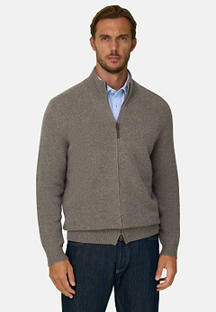 Full-Zip Jumper in Cashmere Wool