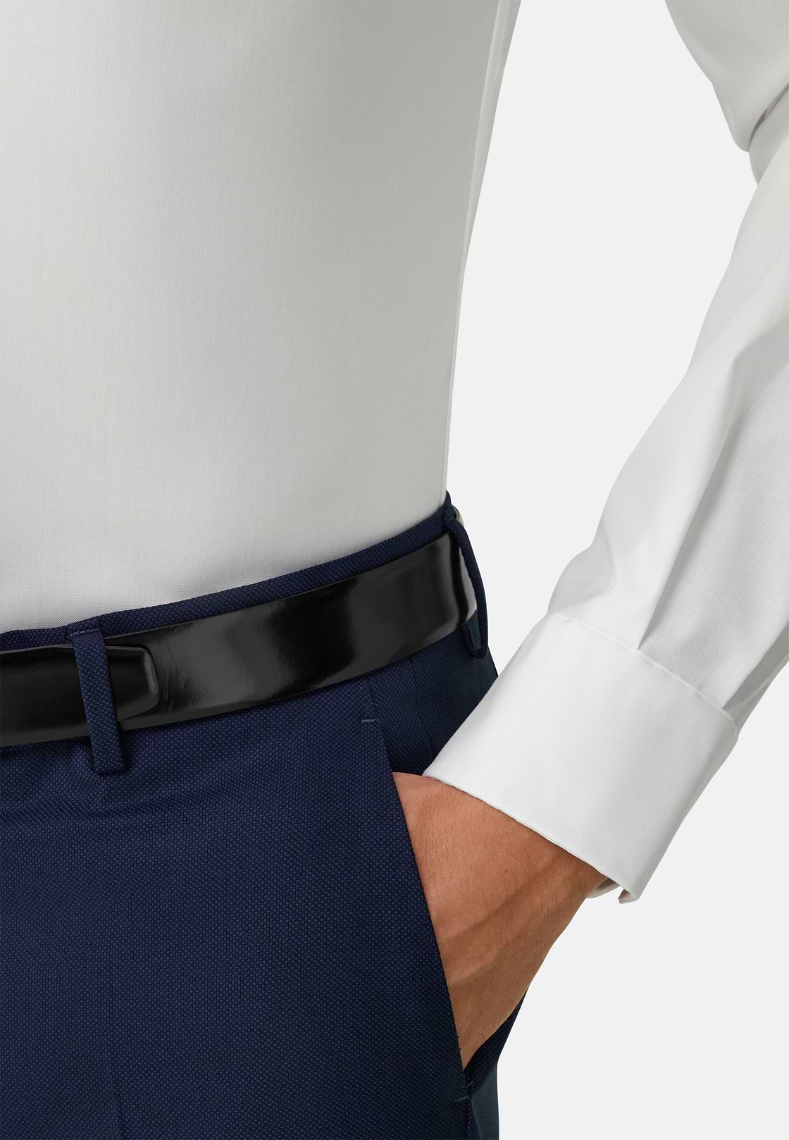 Hemd aus Pin-Point-Baumwolle Slim Fit, Weiß, hi-res, 4