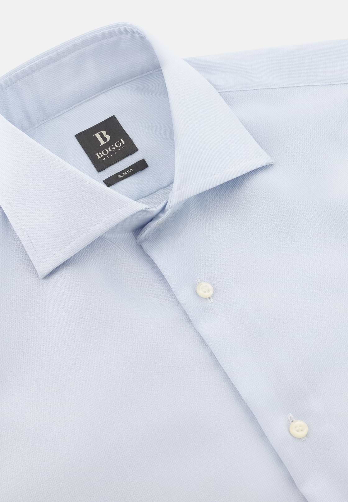 Camicia In Cotone Slim Fit, Azzurro, hi-res, 5