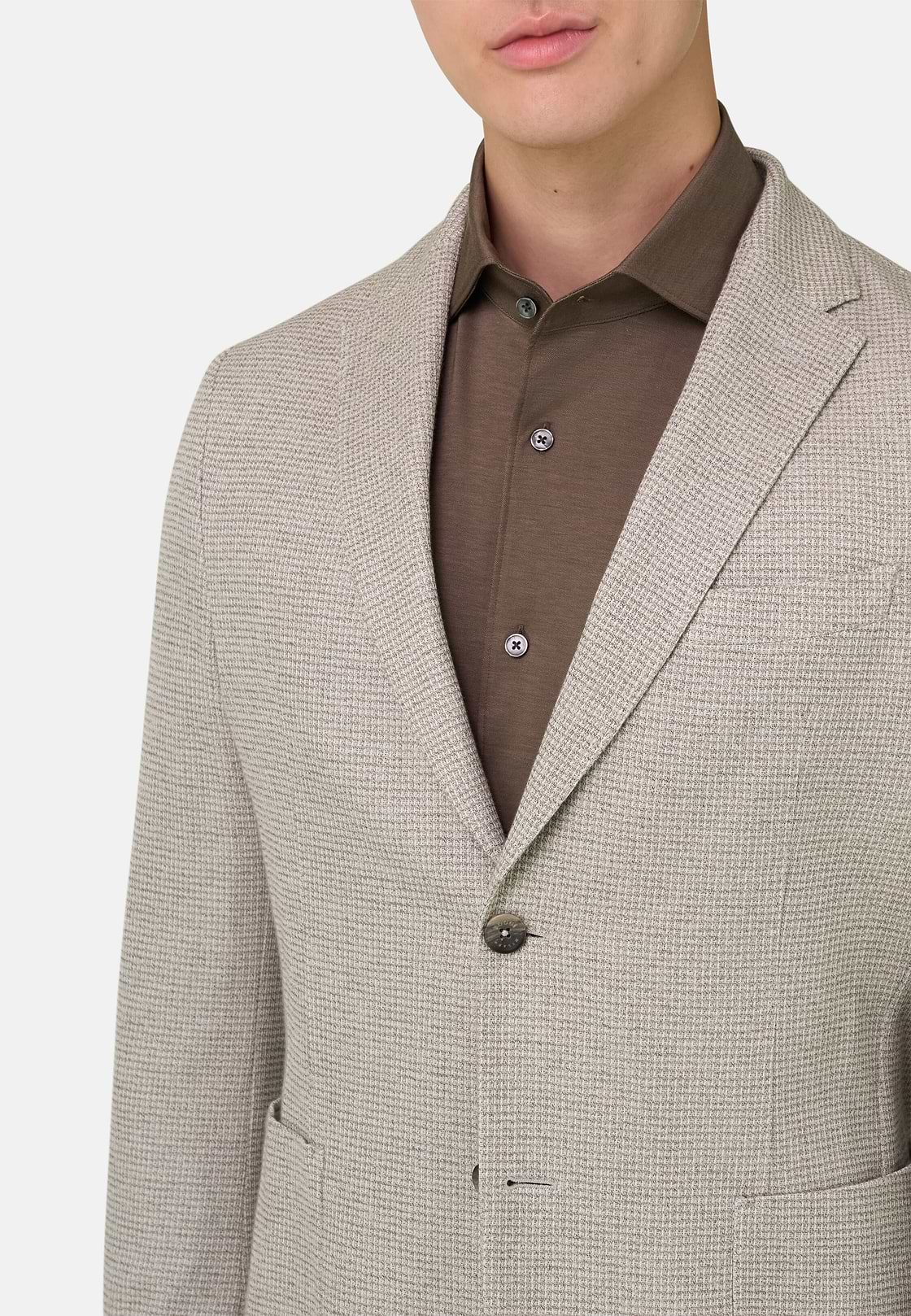 Marynarka z czystej bawełny z mikrostrukturą Jersey, Taupe, hi-res, 4