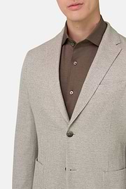 Marynarka z czystej bawełny z mikrostrukturą Jersey, Taupe, thumb, 4