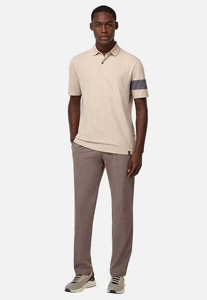 S.Cafè® High-Performance Piqué Polo Shirt, Sand, hi-res
