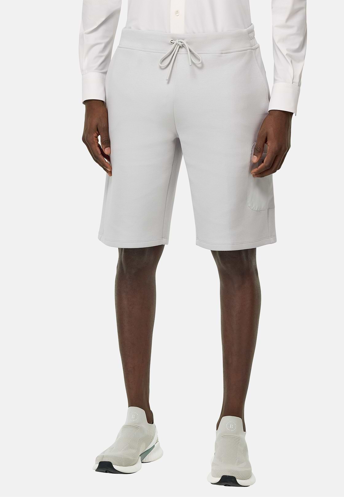 Bermuda Shorts in Lightweight Cotton Blend Scuba, Ice, hi-res