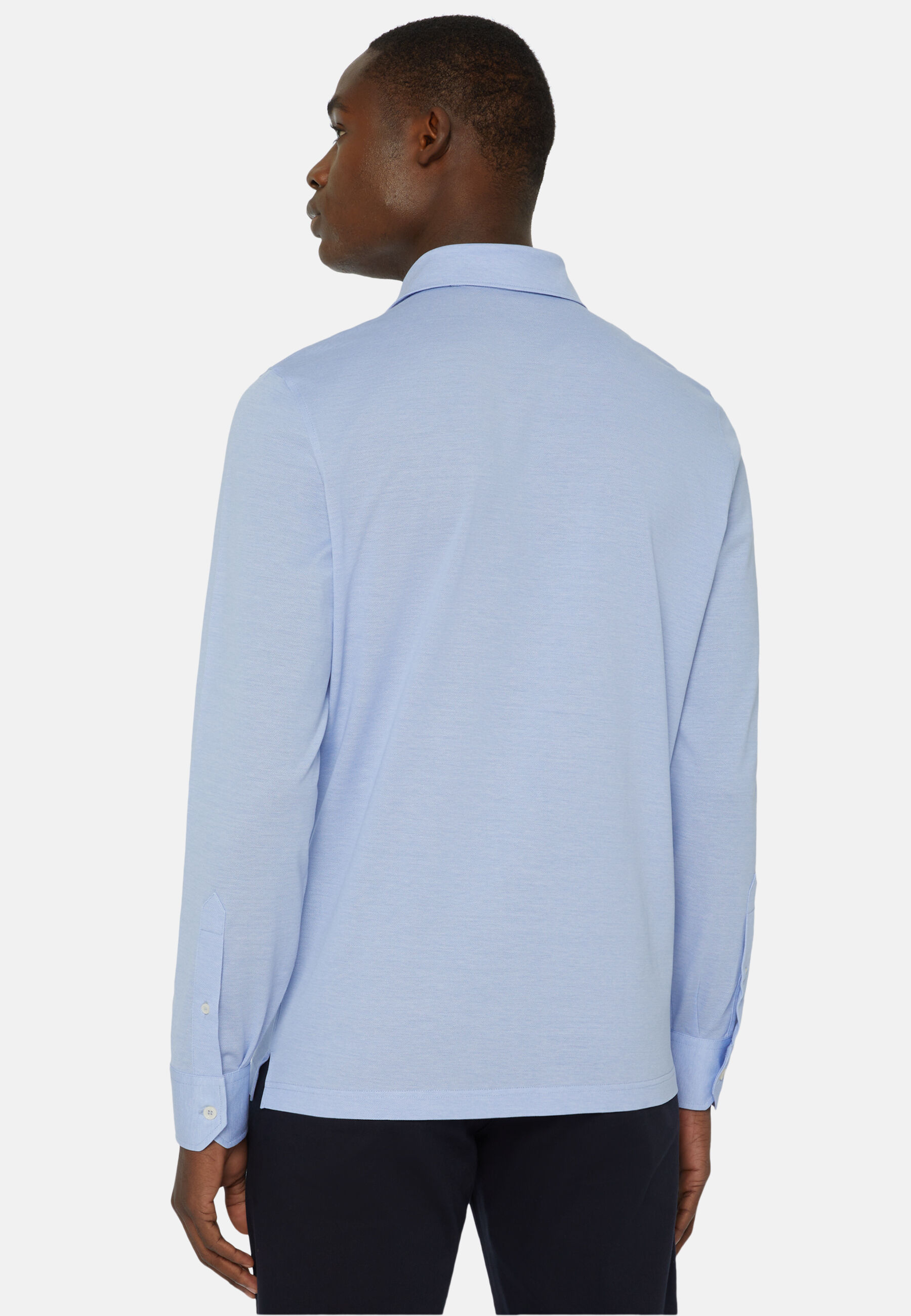 Slim Fit Polo Shirt in Filo Di Scozia Pique, Light Blu, hi-res