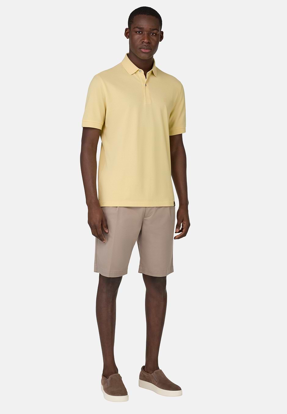 Cotton Piqué Polo Shirt, Yellow, hi-res