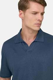 Polo En Jersey De Lin Extensible, Air-bleu, thumb, 4