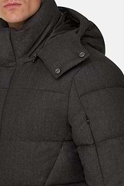 Parka in Goose Down Mélange Flannel, Taupe, thumb, 3