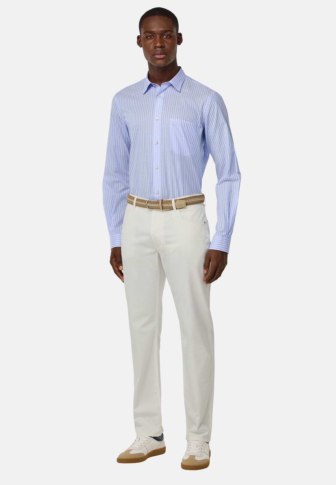 Jeans In Cotone Tencel Elasticizzato, Bianco, hi-res