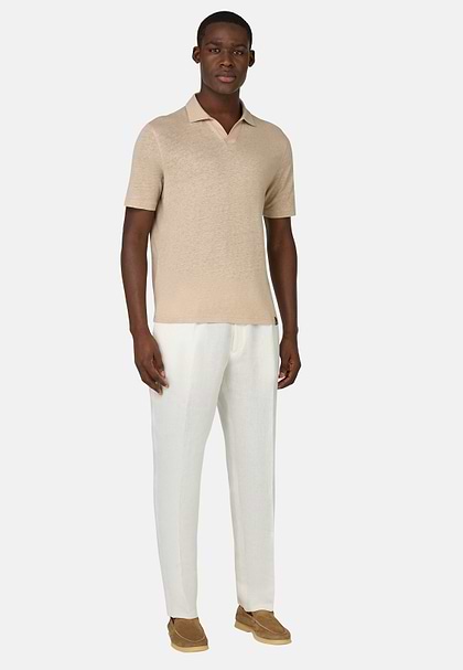 Pantalon En Pur Lin, Blanc, hi-res