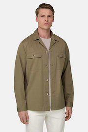 Camicia Over In Cotone Tencel, Beige, thumb, 2
