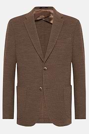 Military Brown Textured Wool Jersey Jacket, Brown, hi-res