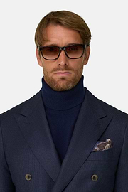 Suit Double-Breasted Patterned Wool Flannel, Navy blue, thumb, 3