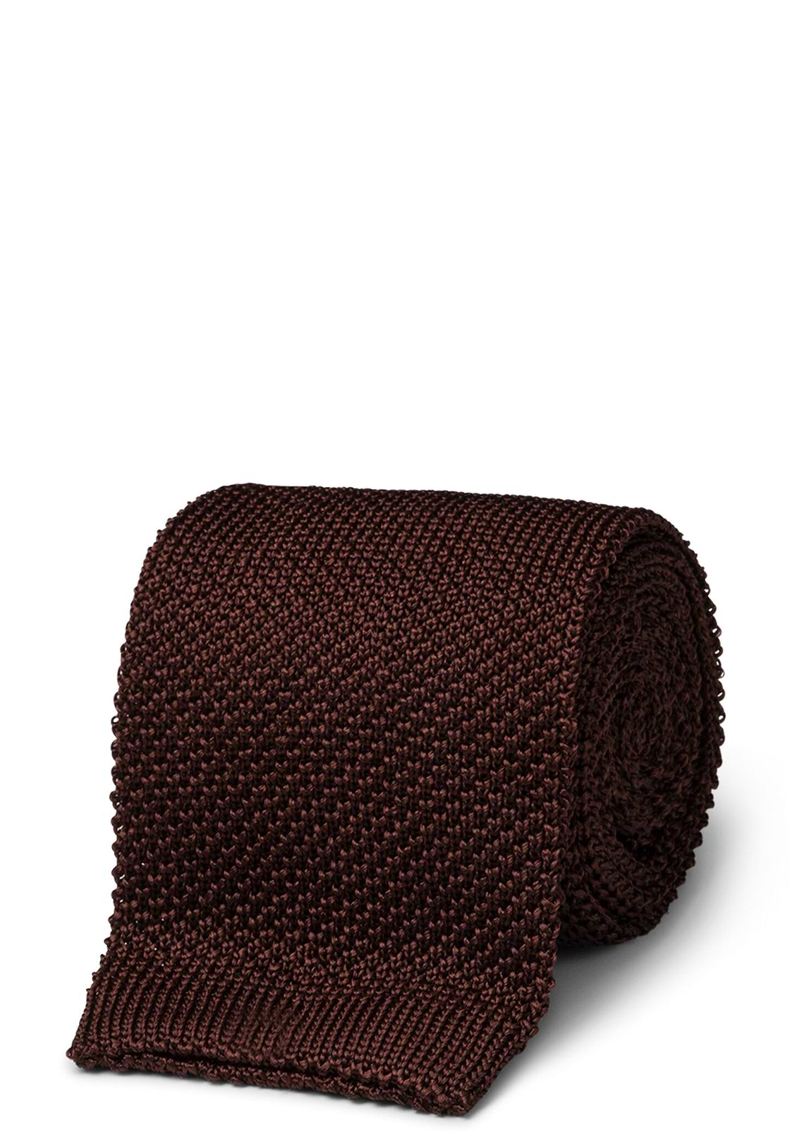 Pure Silk Knitted Tie, Brown, hi-res