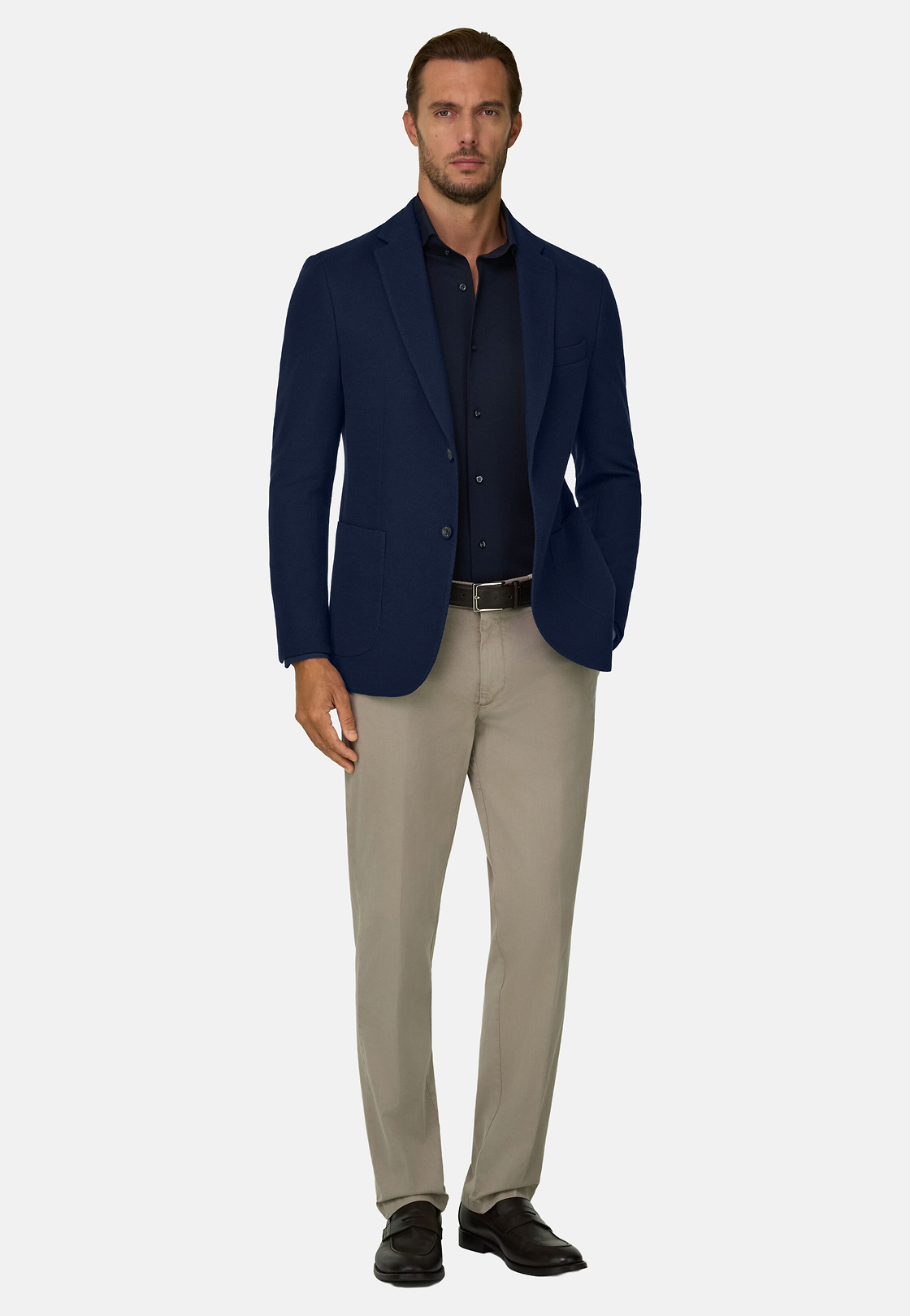 Navy Cotton B Jersey Jacket, Navy blue, hi-res, 2