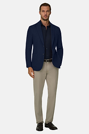 Navy Cotton B Jersey Jacket, Navy blue, thumb, 2