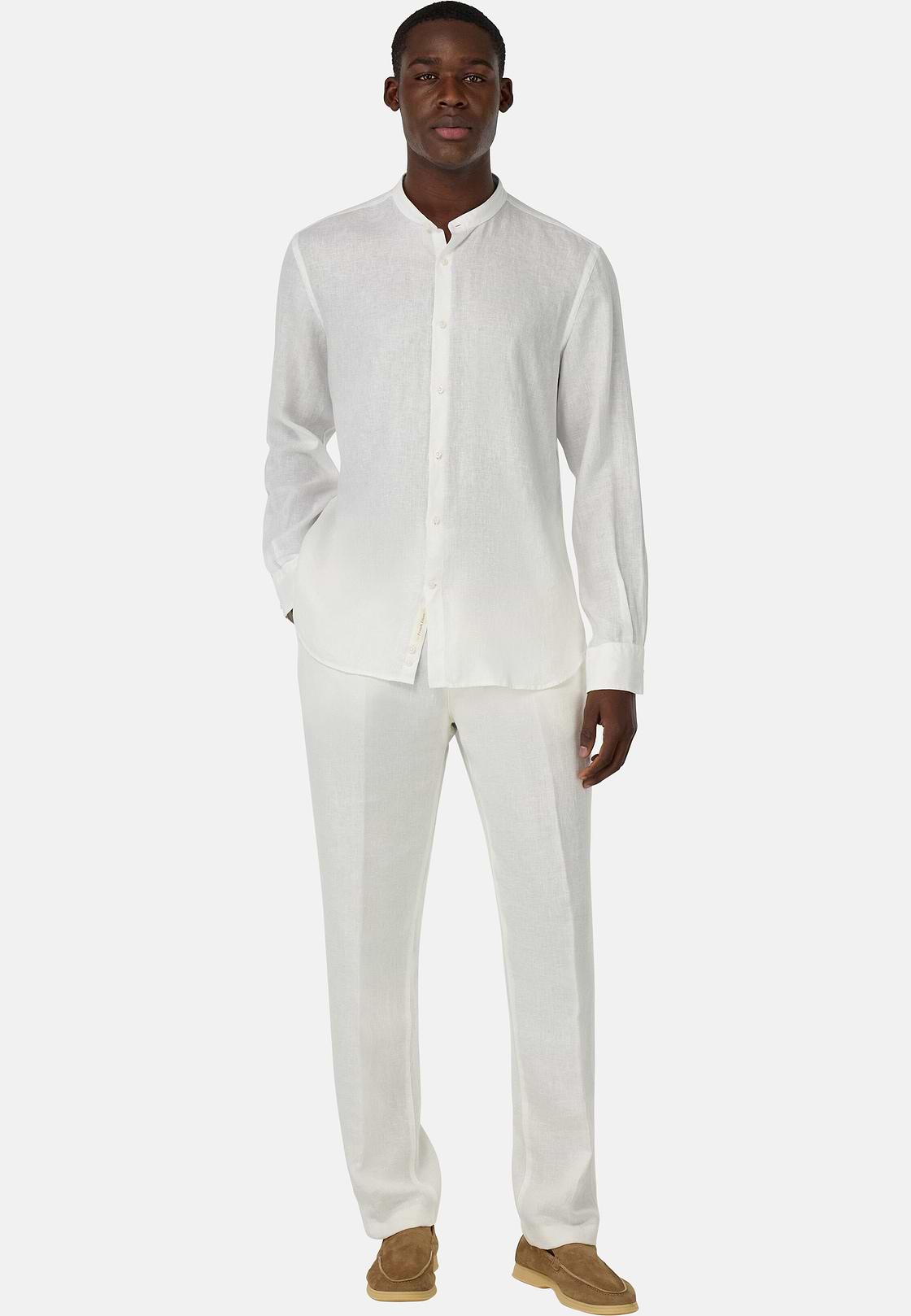Regular Fit Linen Shirt, White, hi-res