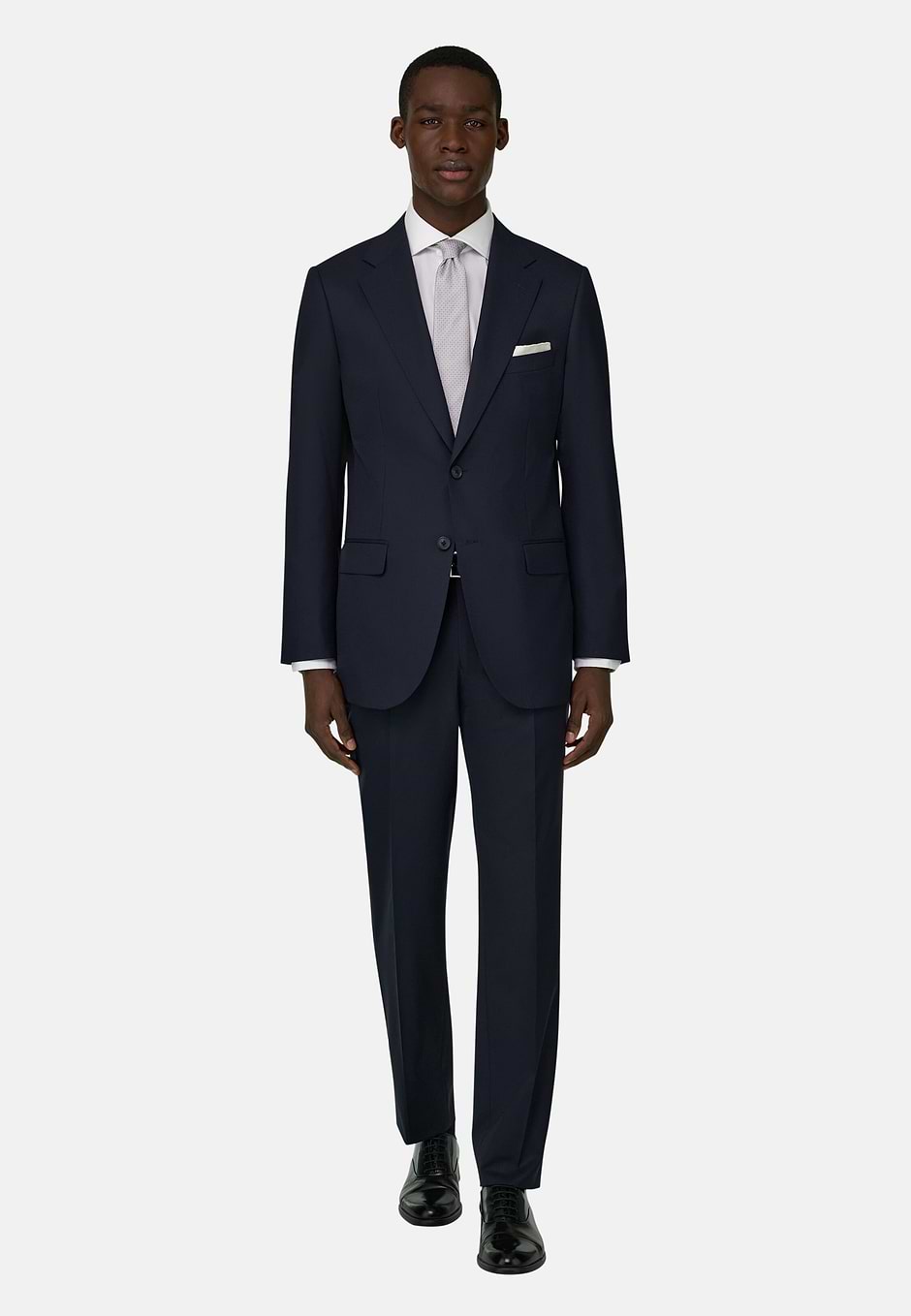 Micro Fancy Wool Blend Suit, Navy blue, hi-res